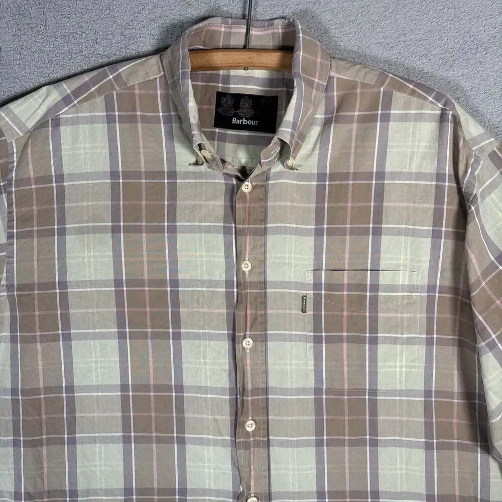 Barbour Shirt Men’s Size XL Plaid Button Up‎ Long Sleeve Camping Earth Tones